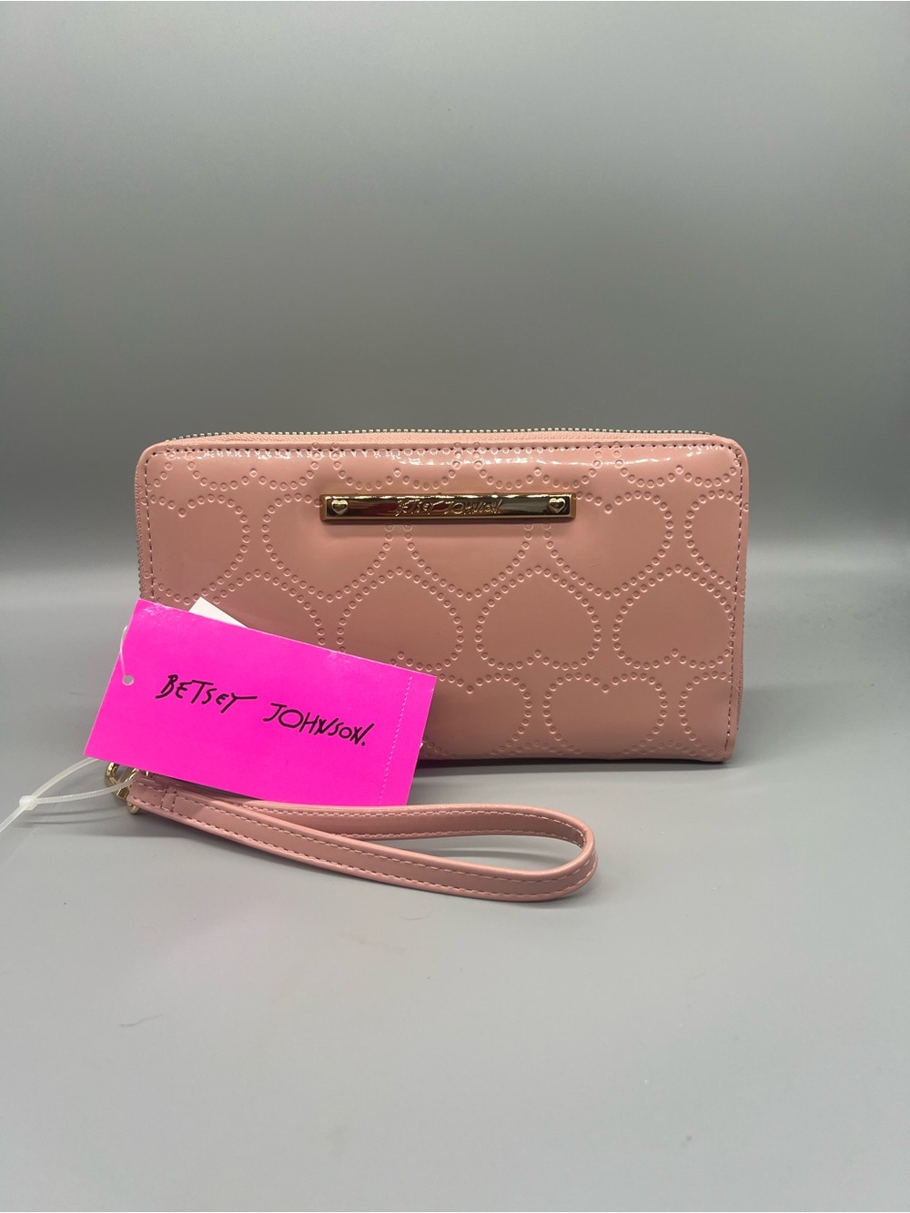 Betsey Johnson zip around wallet with wristlet strap